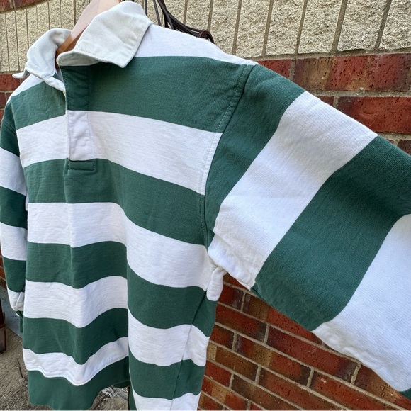 Arizona Jean Co Y2K Rugby Striped 1/4 Button Collar Green White Long Sleeve M - Picture 16 of 17